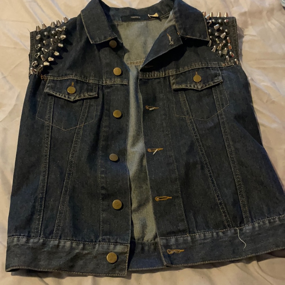 Size small forever 21 studded jean vest.